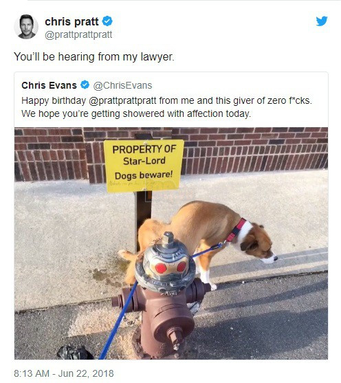 
Và đây là lời đáp trả của Chris Patt
