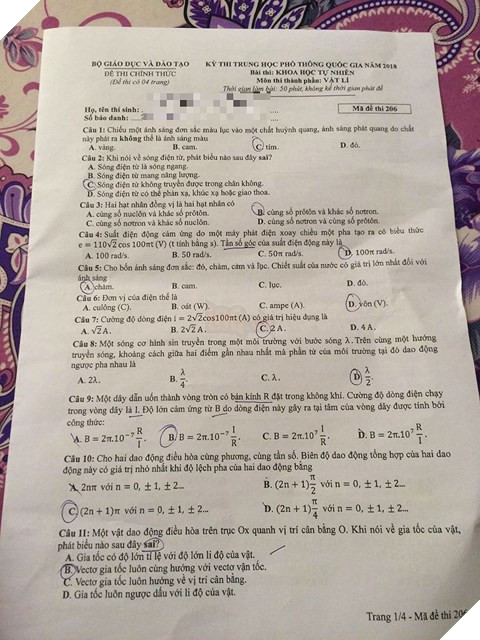 Gợi ý đáp án 24 mã đề thi môn Vật lý kỳ thi THPT Quốc gia 2018 - Ảnh 5.