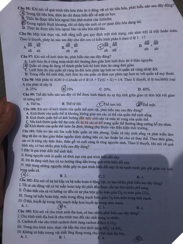 Gợi ý đáp án môn Sinh học tất cả mã đề thi THPT Quốc gia 2018 - Ảnh 2.