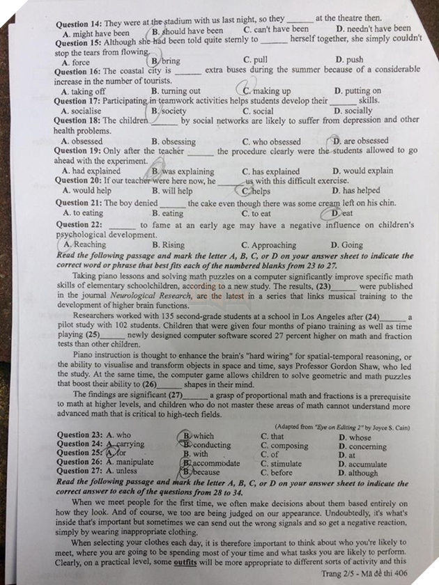 [CẬP NHẬT] Gợi ý đáp án các mã đề thi môn Ngoại ngữ kỳ thi THPT Quốc gia 2018 - Ảnh 7.