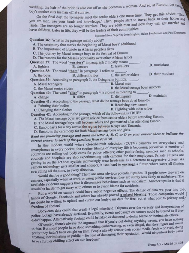 [CẬP NHẬT] Gợi ý đáp án các mã đề thi môn Ngoại ngữ kỳ thi THPT Quốc gia 2018 - Ảnh 14.