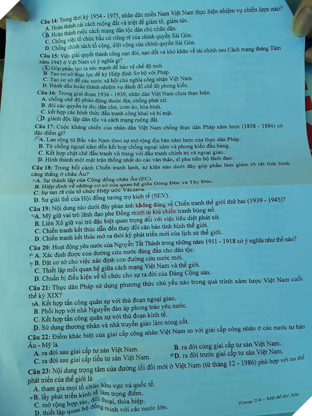 [CẬP NHẬT] Gợi ý đáp án các mã đề thi môn Lịch sử trong kỳ thi THPT Quốc gia 2018 - Ảnh 12.