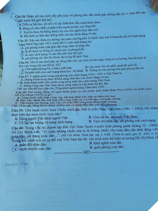 [CẬP NHẬT] Gợi ý đáp án các mã đề thi môn Lịch sử trong kỳ thi THPT Quốc gia 2018 - Ảnh 14.