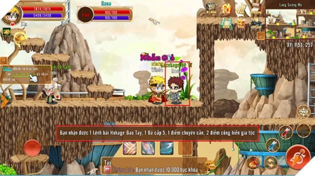 Các phần thưởng từ hoạt động Thu Phục Mãnh Thú của game Làng Lá Phiêu Lưu Ký