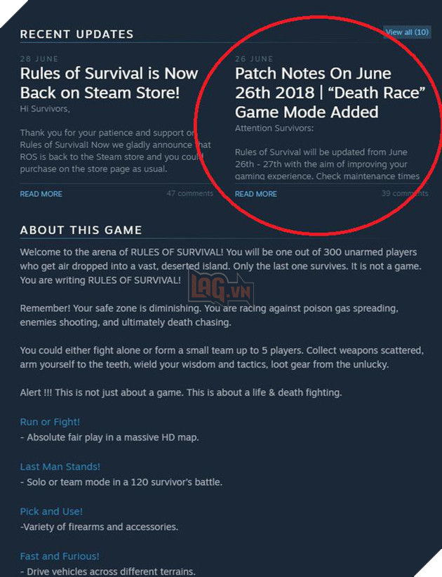 “Đua xe bắn súng” cũng đã được cập nhật nhanh chóng sau khi ra mắt sever Steam