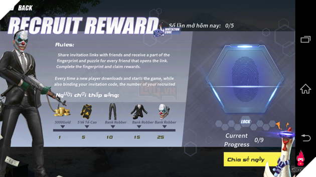 Làm thế nào để nhận được set đồ Bank Robber trong sự kiện Recruit Reward của Rules of Survival? 3 rw1 Làm thế nào để nhận được set đồ Bank Robber trong sự kiện Recruit Reward của Rules of Survival? 3