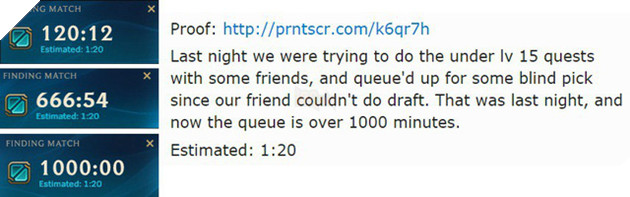 LMHT: Game thủ ghép đội 16 tiếng không vào được game, ngồi đợi cả đêm không ngủ để chụp lại con số 1000 phút tìm trận - Ảnh 1.