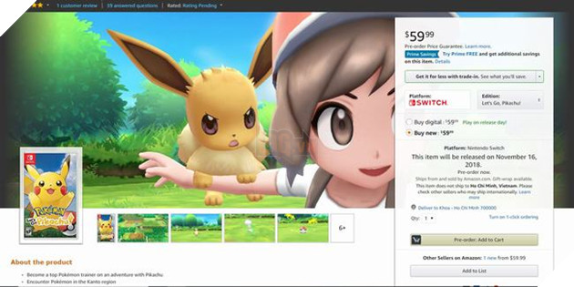 Amazon cũng từng gặp rắc rối trong việc đặt mua Pokemon Let's Go 
