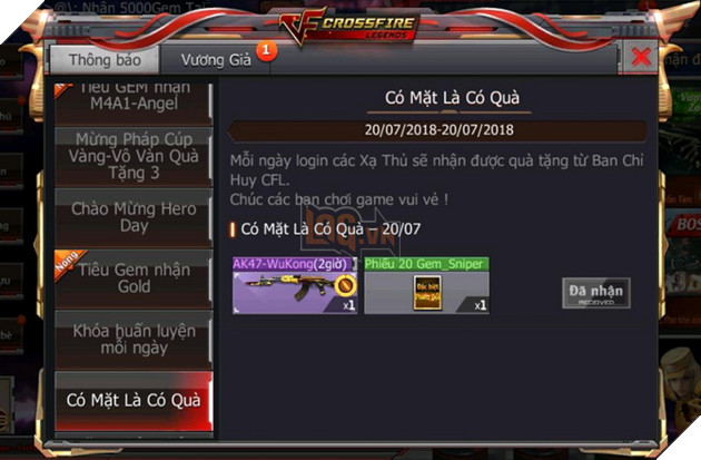 Crossfire Legends: Vào game hôm nay nhận ngay AK47 WuKong và phiếu Gem