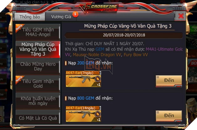 Crossfire Legends: Vào game hôm nay nhận ngay AK47 WuKong và phiếu Gem 3