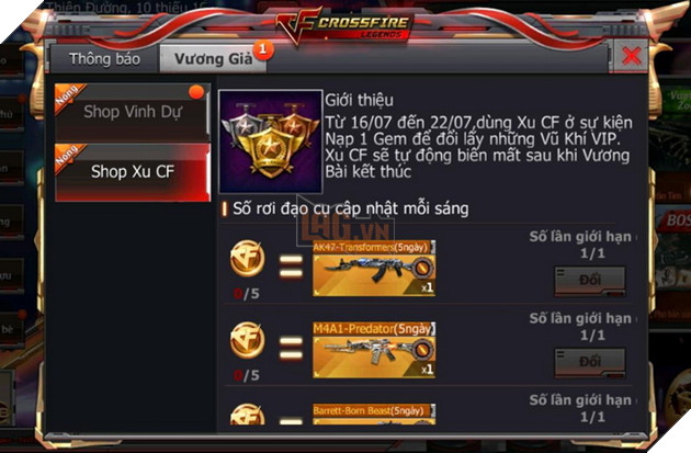 Crossfire Legends: Vào game hôm nay nhận ngay AK47 WuKong và phiếu Gem 9
