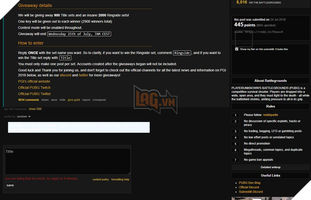PUBG: Nhanh tay hốt trọn set Ringside và set Title đang được PUBG Giveaway trên reddit 2