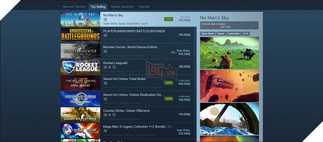 Bản cập nhật NEXT đã góp phần giúp No Man's Sky quay trở lại bảng xếp hạng game bán chạy