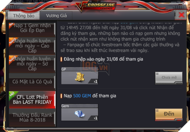 Xạ Thủ CFL tưng bừng nhận quà ngon vào cuối tháng 8 và đón ngay sự kiện 2 tháng 9 cực hấp dẫn 3