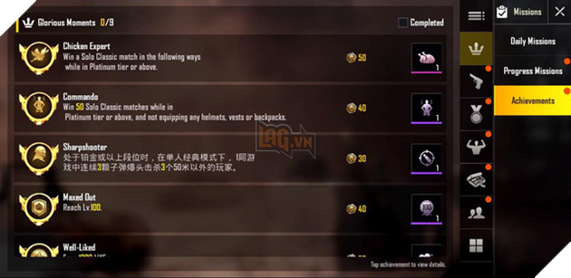 Hệ thống thành tựu của PUBG Mobile quốc tế bản 0.8 sẽ rất khó nhằn - Ảnh 2.