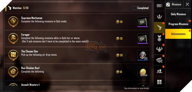 Hệ thống thành tựu của PUBG Mobile quốc tế bản 0.8 sẽ rất khó nhằn - Ảnh 4.