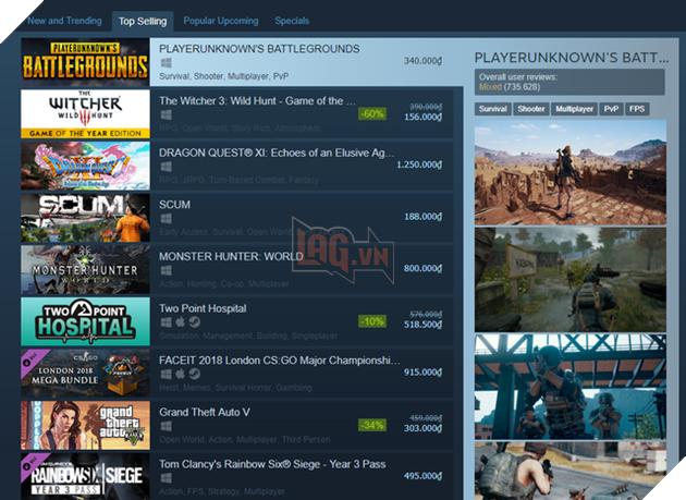 Sau tất cả, PUBG lại lấy lại vị trí số 1 trên bảng xếp hạng Top Selling Steam - Ảnh 1.