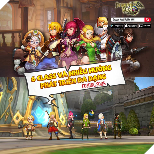 6 class nhân vật mà game thủ có thể hóa thân khi trải nghiệm Dragon Nest Mobile VNG