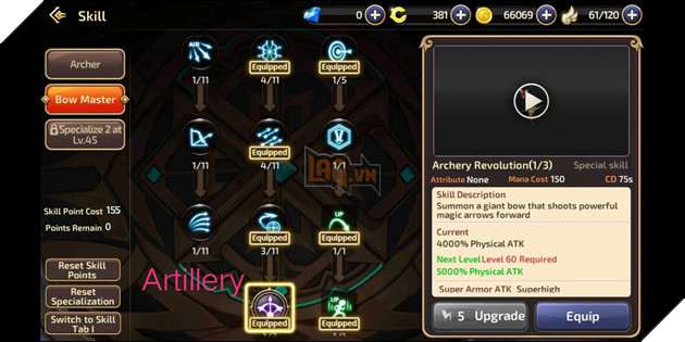 Dragon Nest Mobile: Huong dan co ban cho Cung Thu va cach nang diem ki nang 11 Dragon Nest Mobile: Hướng dẫn cơ bản cho Cung Thủ và cách nâng điểm kĩ năng 11