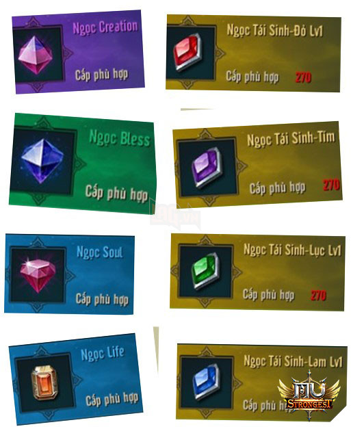 Tổng quan vể hệ thống Ngọc ở MU Strongest