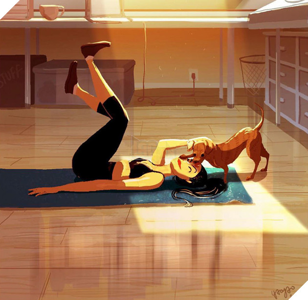 Bo tranh co cun con lam ban thi doc than cung chang sao hinh anh 1