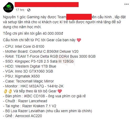 Phản ứng dữ dội của cộng đồng mạng trước dàn máy Core i3 GTX 1060 3GB trị giá 40 triệu