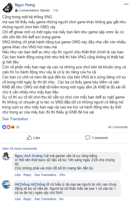 OMG 3Q - Hậu Sập hệ thống, Cộng đồng game thủ gay gắt đòi bồi thường vì cảm thấy không xứng đáng 3