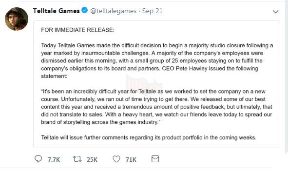 Telltale Games tuyên bố ngừng hoạt động, dự án The Wolf Among Us 2 cũng bị dừng vô thời hạn