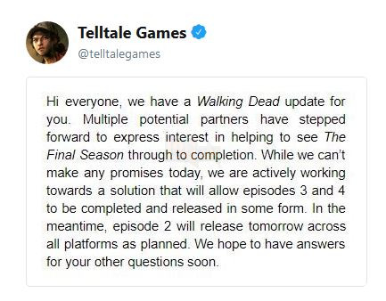 Dù đóng cửa, Telltale Games vẫn sẽ cố gắng cho ra mắt đủ 4 tập cho Season cuối của The Walking Dead 2