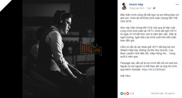 BLV Khánh Hiệp bất ngờ nghỉ trước thời hạn, sẽ không tham gia bình luận tại CKTG 2018 nữa - Ảnh 2. BLV Khánh Hiệp bất ngờ nghỉ trước thời hạn, sẽ không tham gia bình luận tại CKTG 2018 nữa - Ảnh 2.