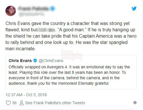 Cộng đồng mạng đồng loạt gửi lời tri ân khi nghe tin Chris Evans không đóng vai Captain America nữa - Ảnh 4. Cộng đồng mạng đồng loạt gửi lời tri ân khi nghe tin Chris Evans không đóng vai Captain America nữa - Ảnh 4.