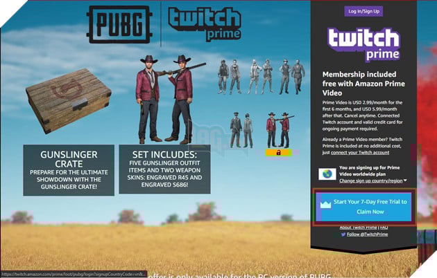 PUBG Hướng dẫn nhận set Gunslinger crate trên Twitch Prime hoàn toàn miễn phí 10
