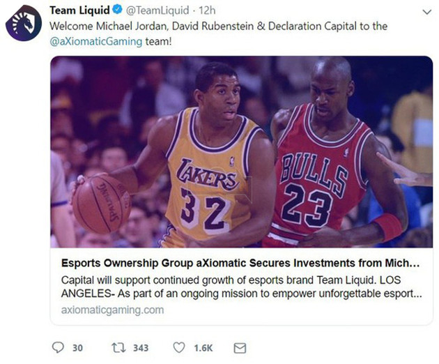 Huyền thoại bóng rổ Michael Jordan bất ngờ đầu tư vào thể thao điện tử, rót 600 tỷ vào cho Team Liquid - Ảnh 2. Huyền thoại bóng rổ Michael Jordan bất ngờ đầu tư vào thể thao điện tử, rót 600 tỷ vào cho Team Liquid - Ảnh 2.
