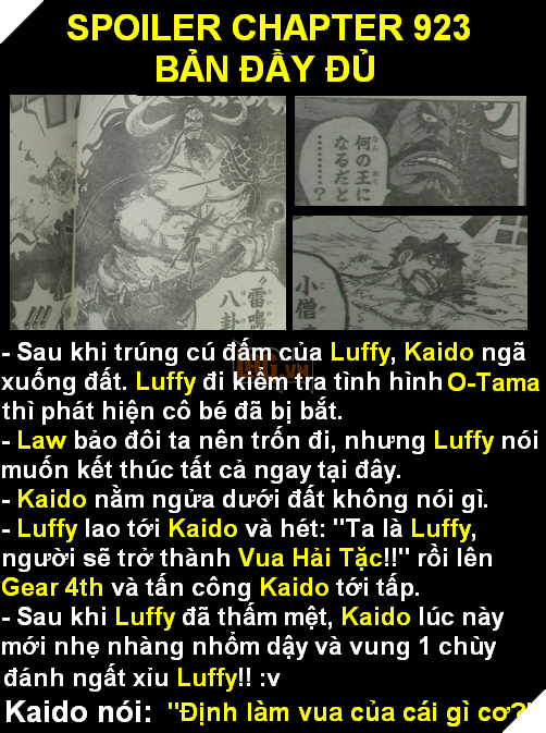 Spoiler One Piece 923 chinh thuc - Luffy dai chien Kaido va ngap hanh chi trong 1 don 3 Spoiler One Piece 923 chính thức - Luffy đại chiến Kaido và ngập hành chỉ trong 1 đòn 3
