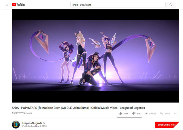 MV POP/STARS của K/DA phá kỷ lục lượt xem trên Youtube, cán mốc 15,3 triệu view trong chưa đầy 3 ngày - Ảnh 1. MV POP/STARS của K/DA phá kỷ lục lượt xem trên Youtube, cán mốc 15,3 triệu view trong chưa đầy 3 ngày - Ảnh 1.