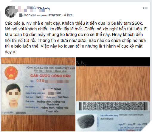 Nhân viên quán net gian manh cuỗm luôn iPhone của khách rồi biến mất không tăm tích - Ảnh 1. Nhân viên quán net gian manh cuỗm luôn iPhone của khách rồi biến mất không tăm tích - Ảnh 1.