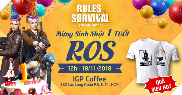 Cộng đồng Rules of Survival Mobile TP.HCM háo hức tham dự big offline nhân dịp Sinh Nhật ROS 1 tuổi vào cuối tuần này 18/11
