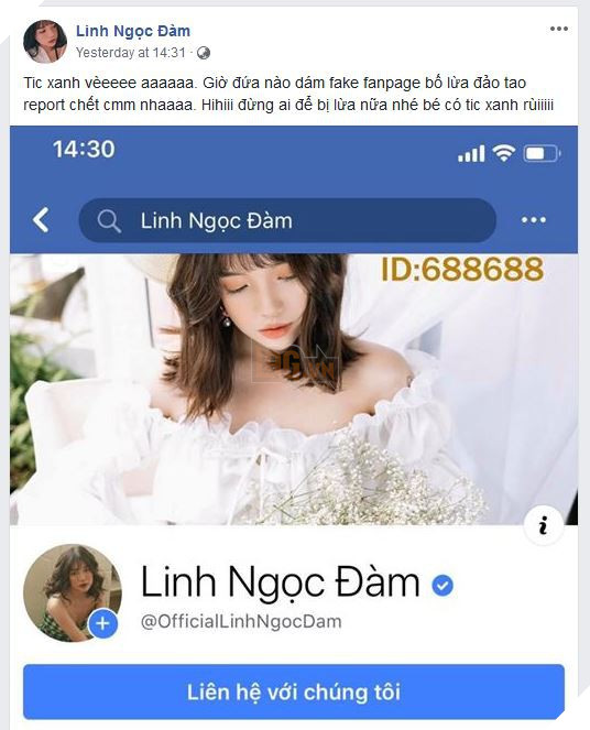 Linh Ngọc Đàm hớn hở khoe fanpage chính chủ tích xanh, hứa report chết toàn bộ trang giả mạo - Ảnh 1.
