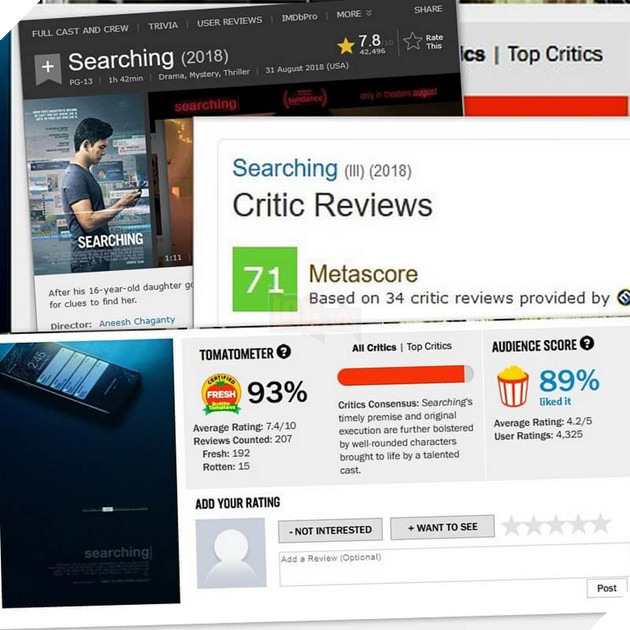 Äiá»m cá»§a phim Searching (Truy TÃ¬m Tung TÃ­ch áº¢o)