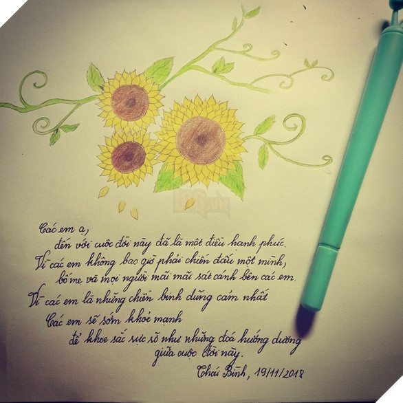 dan mang dong loat chia se tranh hoa huong duong tu ve ung ho benh nhi ung thu 30000 dong