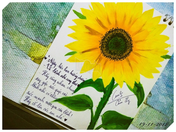 dan mang dong loat chia se tranh hoa huong duong tu ve ung ho benh nhi ung thu 30000 dong