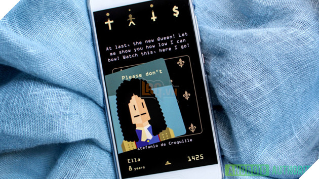 A close-up of Reigns: Her Majesty on a Huawei smartphone.