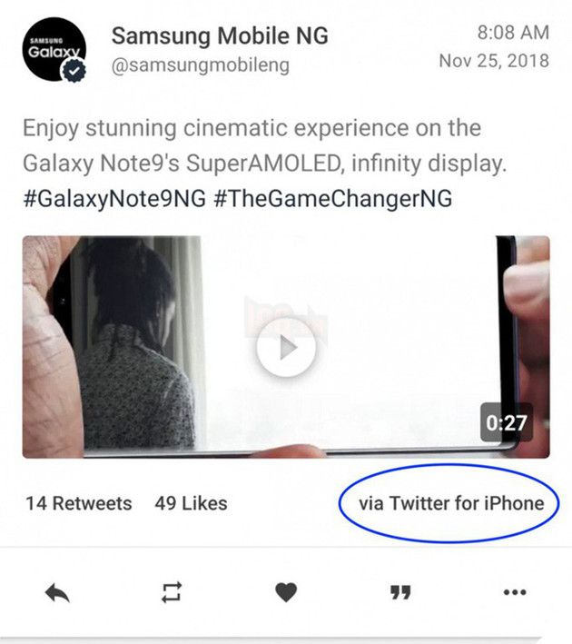 Samsung dùng nhầm iPhone quảng cáo cho Galaxy Note 9 - Ảnh 2. Samsung dùng nhầm iPhone quảng cáo cho Galaxy Note 9 - Ảnh 2.