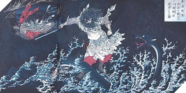 Am Duong Su - Orochi trong truyen thuyet Nhat Ban la quai vat kinh hai nhu the nao ? 12 Susanoo slaying the Yamata no Orochi, by Yoshitoshi. (Public Domain) Thần Susanoo giết con rắn Yamata no Orochi. Tranh của Yoshitoshi. (Ảnh: Wikipedia)