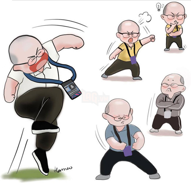 
Những biểu cảm trên sân của bố Park khi theo dõi đàn con đang trong cơn sóng gió.