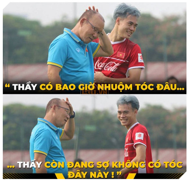 
Thầy cũng muốn được nhuộm tóc như Văn Toàn hay điêu khắc tóc như Văn Hậu lắm mà "sân bay" của thầy hơi lớn nên không được.