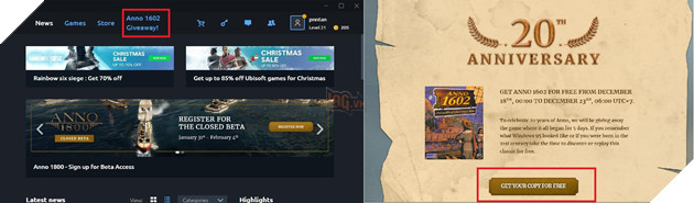 Kỷ niệm 20 năm series ANNO, Ubisoft tặng MIỄN PHÍ ANNO 1602 trên Uplay 2