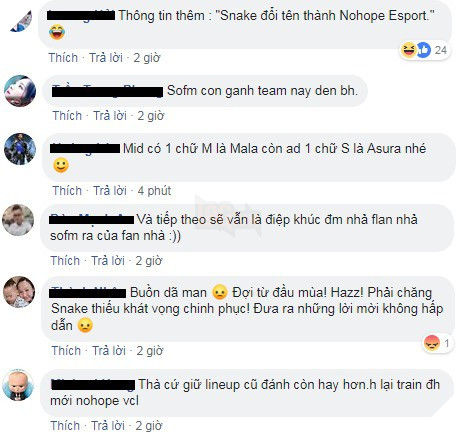Phản ứng của fan hâm mộ trước những đồng đội mới vô danh của SofM: Snake Esports đổi tên thành No Hope Esports được rồi - Ảnh 3.