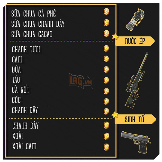 Lộ bàng menu đậm chất PUBG của Cà Phê Games - đứa con tinh thần của Hoàng ViruSs