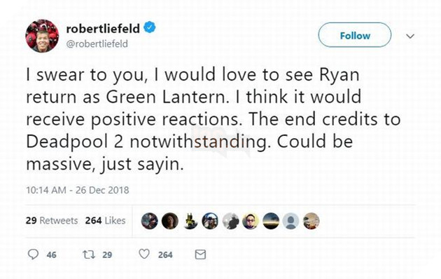 Cha đẻ của Deadpool muốn Ryan Reynolds trở lại vai Green Lantern